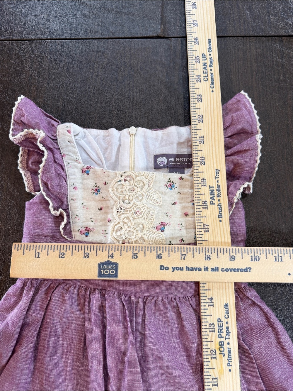 Ele Story Girls' Purple Ruffle-Lace Linen Flutter Dress Sz 2-3T - Picture 6 of 7